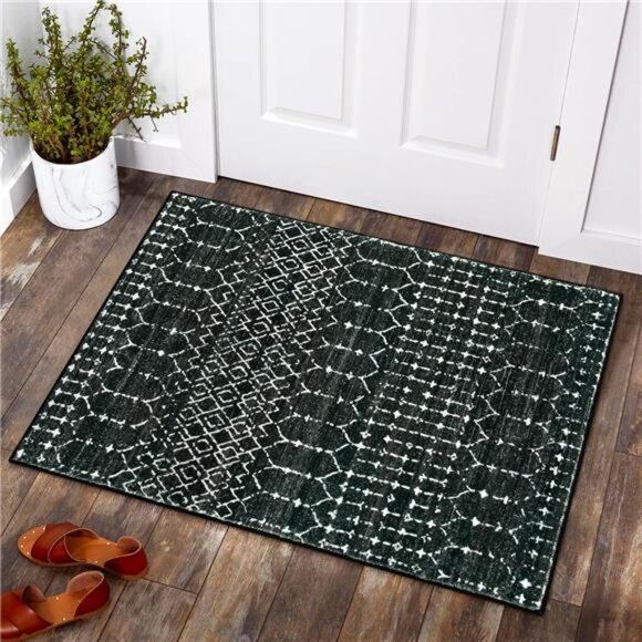 Moroccan Entry Rug 2x3, Non-Slip Washable Front Door Mat Indoor Rubber Backing - Picture 1 of 7